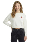 Queen Crop Regular Beyaz Sweatshirt