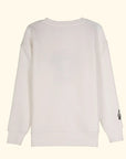 Music Nakış Detaylı Oversize Beyaz Sweatshirt