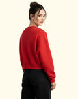 Love Club Crop Oversize Nakış Detaylı Sweatshirt