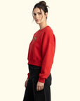 Love Club Crop Oversize Nakış Detaylı Sweatshirt
