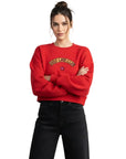 Love Club Crop Oversize Nakış Detaylı Sweatshirt