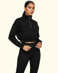 Basic Fermuarlı Crop Sweatshirt