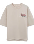 Vase Nakış Oversize Ekru T-Shirt