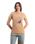 Cat Regular Açık Kahve T-Shirt