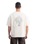 Vase Nakış Oversize Ekru T-Shirt