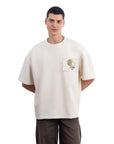 Lemon Nakış Oversize Ekru T-Shirt