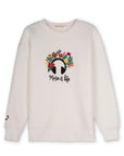 Music Nakış Detaylı Oversize Beyaz Sweatshirt