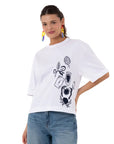Ace Crop Oversize Beyaz T-Shirt