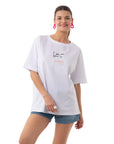 Be Happy Oversize Beyaz T-Shirt