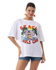 Girls Club Oversize Beyaz T-Shirt