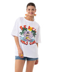 Girls Club Oversize Beyaz T-Shirt