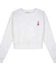 Queen Crop Regular Beyaz Sweatshirt