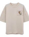 Lemon Nakış Oversize Ekru T-Shirt