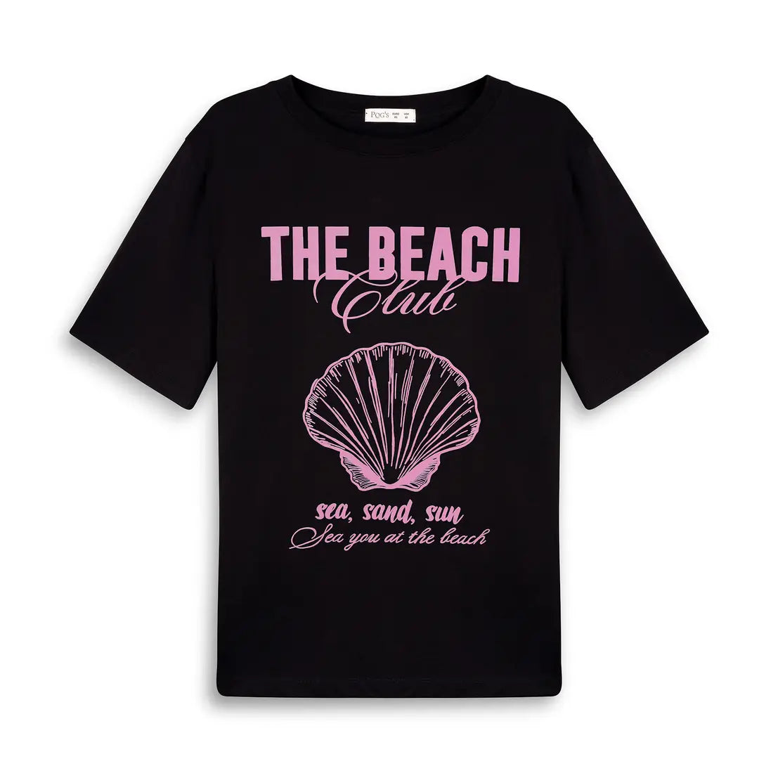 Beach Oversize Siyah T-Shirt