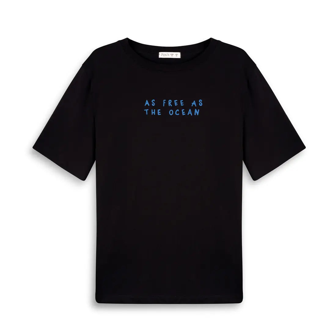 Ocean Oversize Siyah T-Shirt