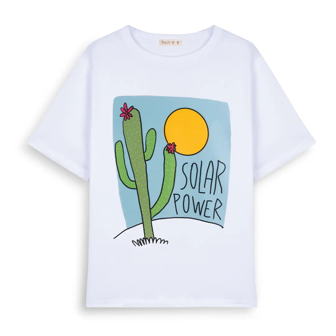 Solar Power Oversize Beyaz T-Shirt