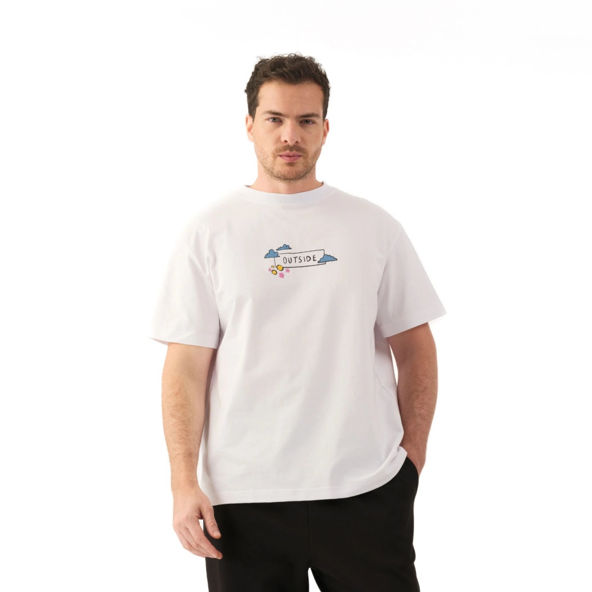 Outside Oversize Beyaz T-Shirt