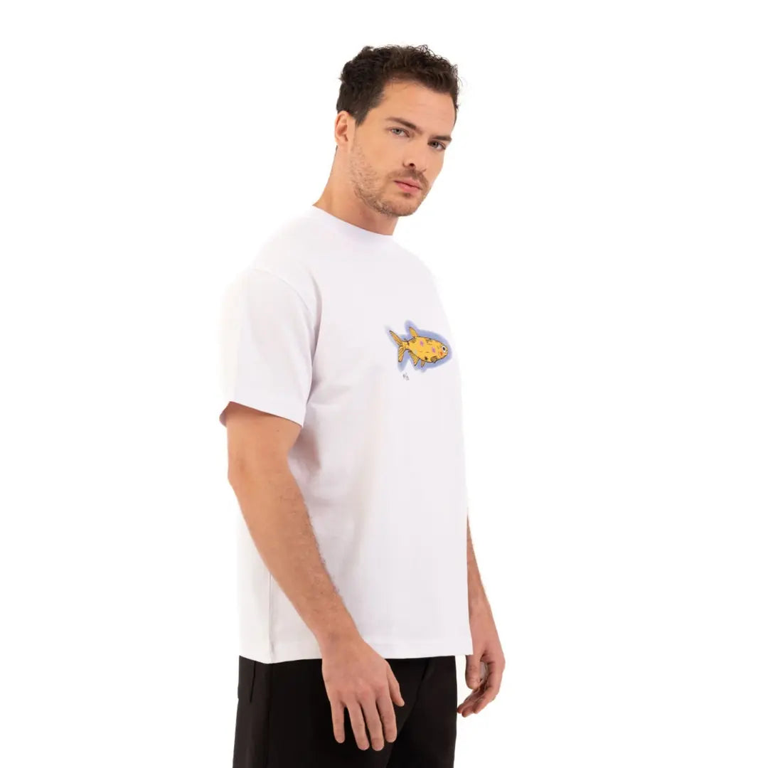Cosmic Fish Oversize Beyaz T-Shirt