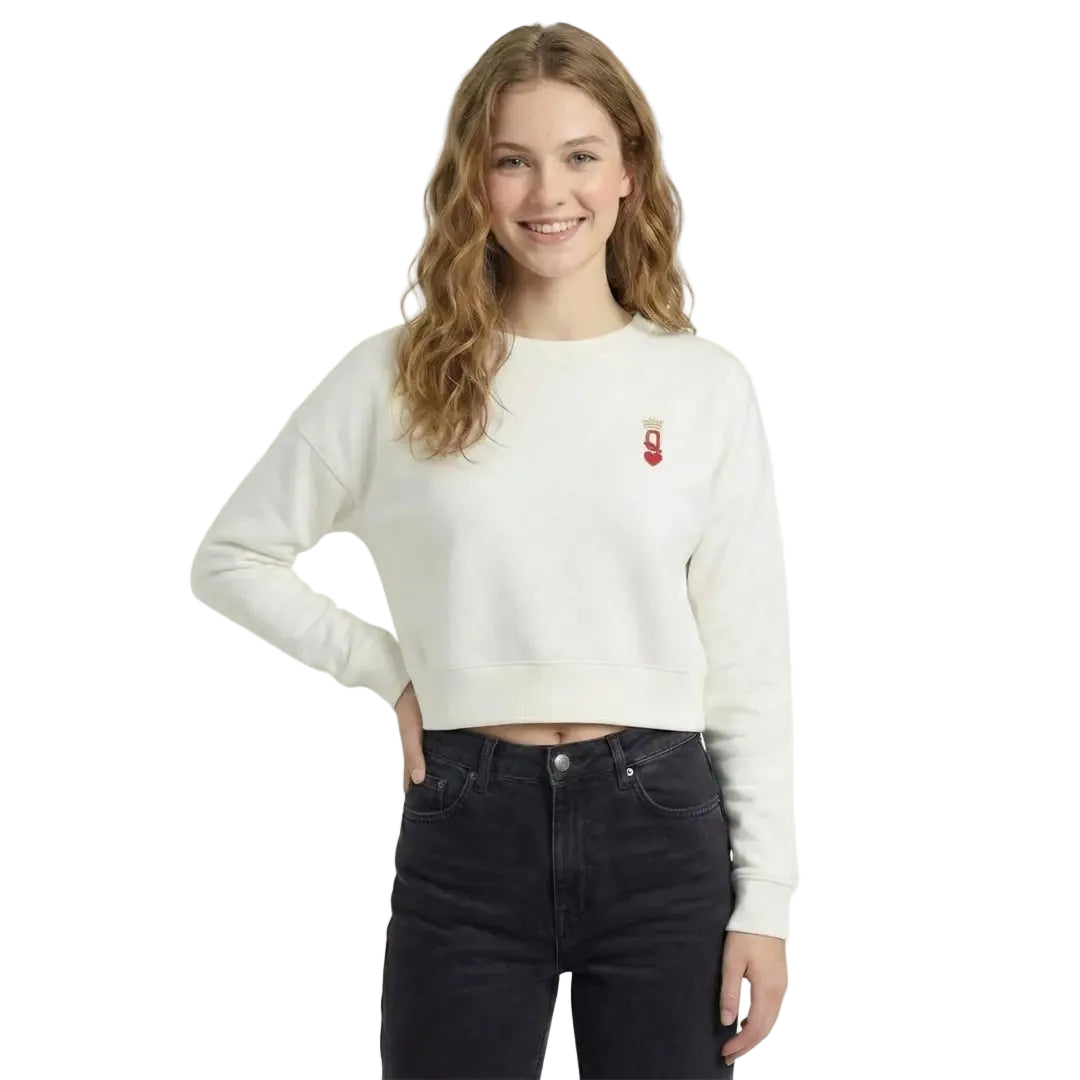 Queen Crop Regular Beyaz Sweatshirt