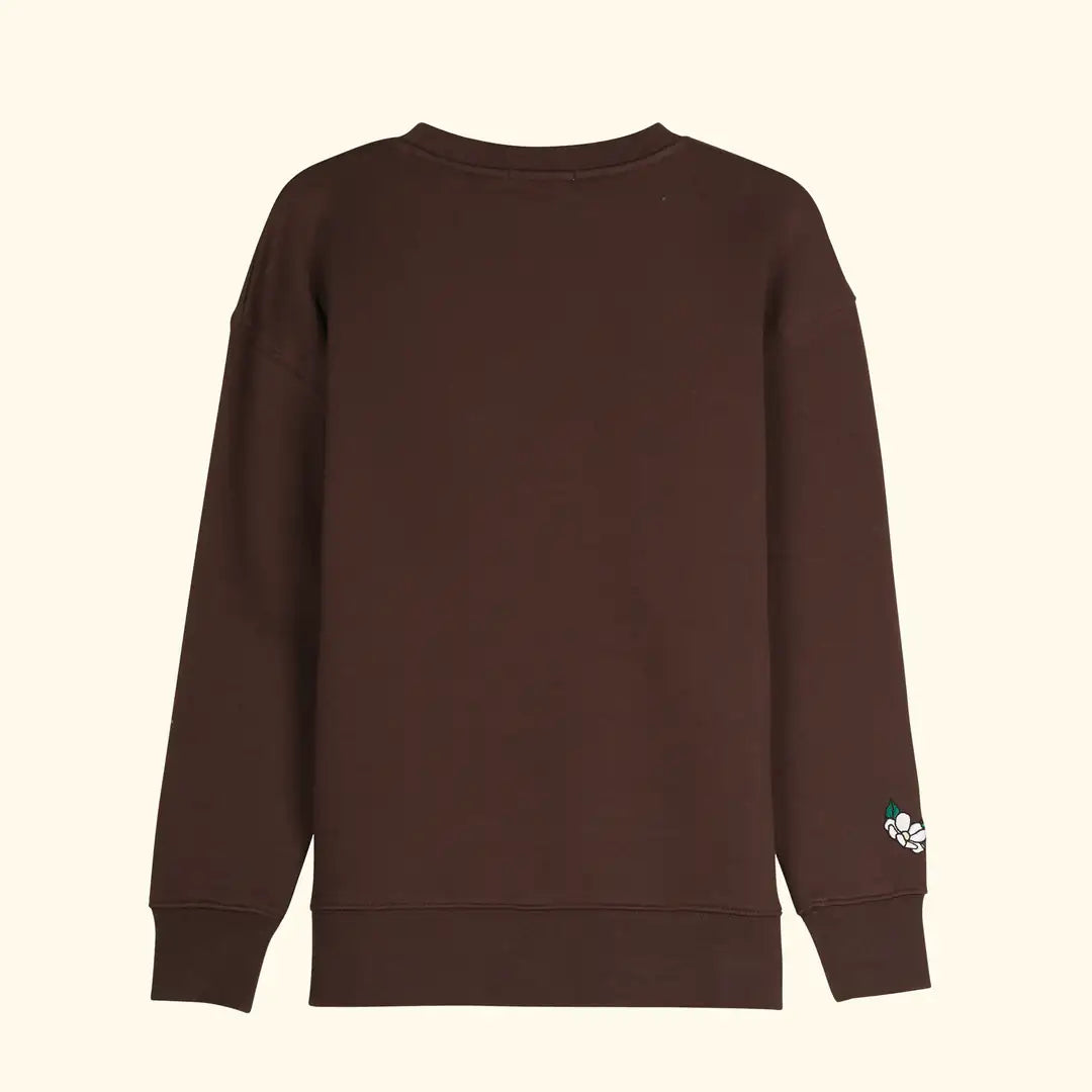 Books Nakış Detaylı Oversize Kahverengi Sweatshirt