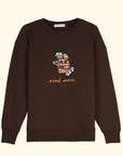 Books Nakış Detaylı Oversize Kahverengi Sweatshirt