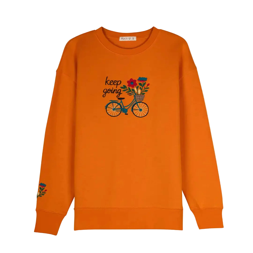 Balance Nakış Detaylı Oversize Turuncu Sweatshirt