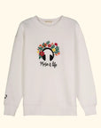 Music Nakış Detaylı Oversize Beyaz Sweatshirt