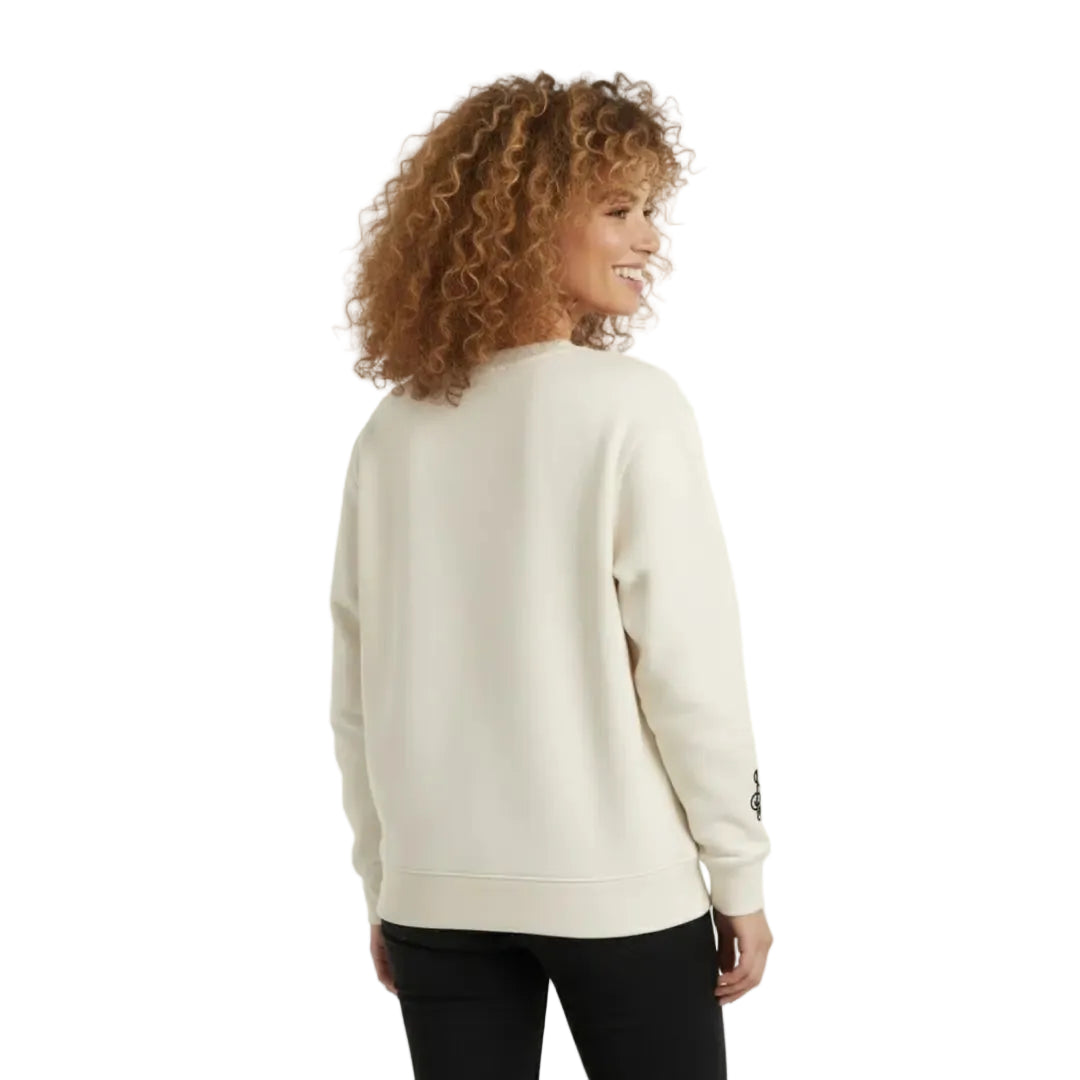 Music Nakış Detaylı Oversize Beyaz Sweatshirt