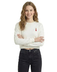 Queen Crop Regular Beyaz Sweatshirt