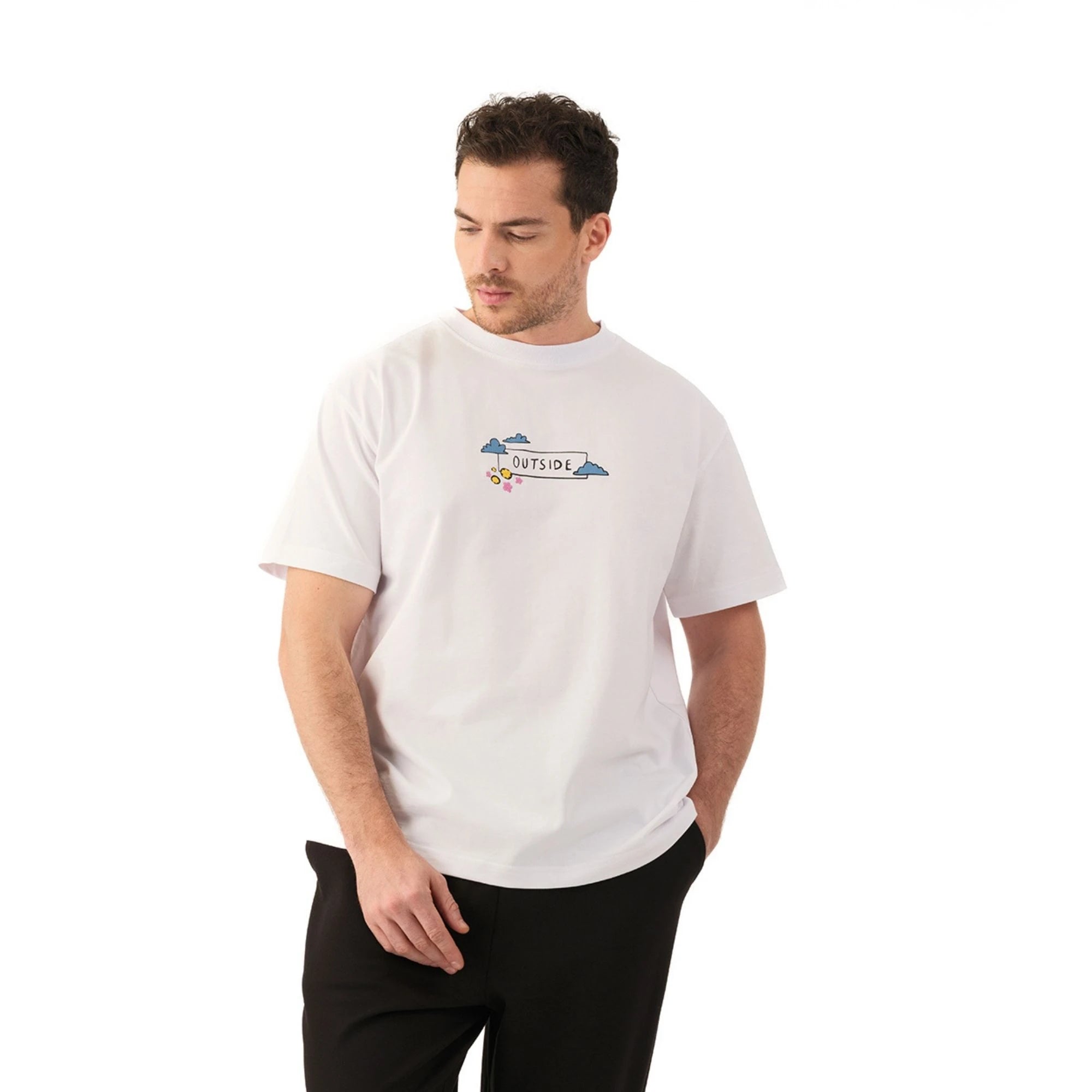 Outside Oversize Beyaz T-Shirt