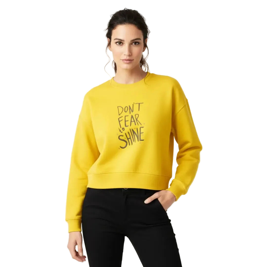Shine Crop Oversize Nakış Detaylı Sweatshirt