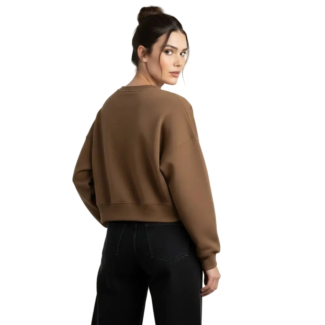 Overthinker Crop Oversize Nakış Detaylı Sweatshirt
