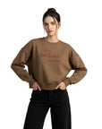 Overthinker Crop Oversize Nakış Detaylı Sweatshirt
