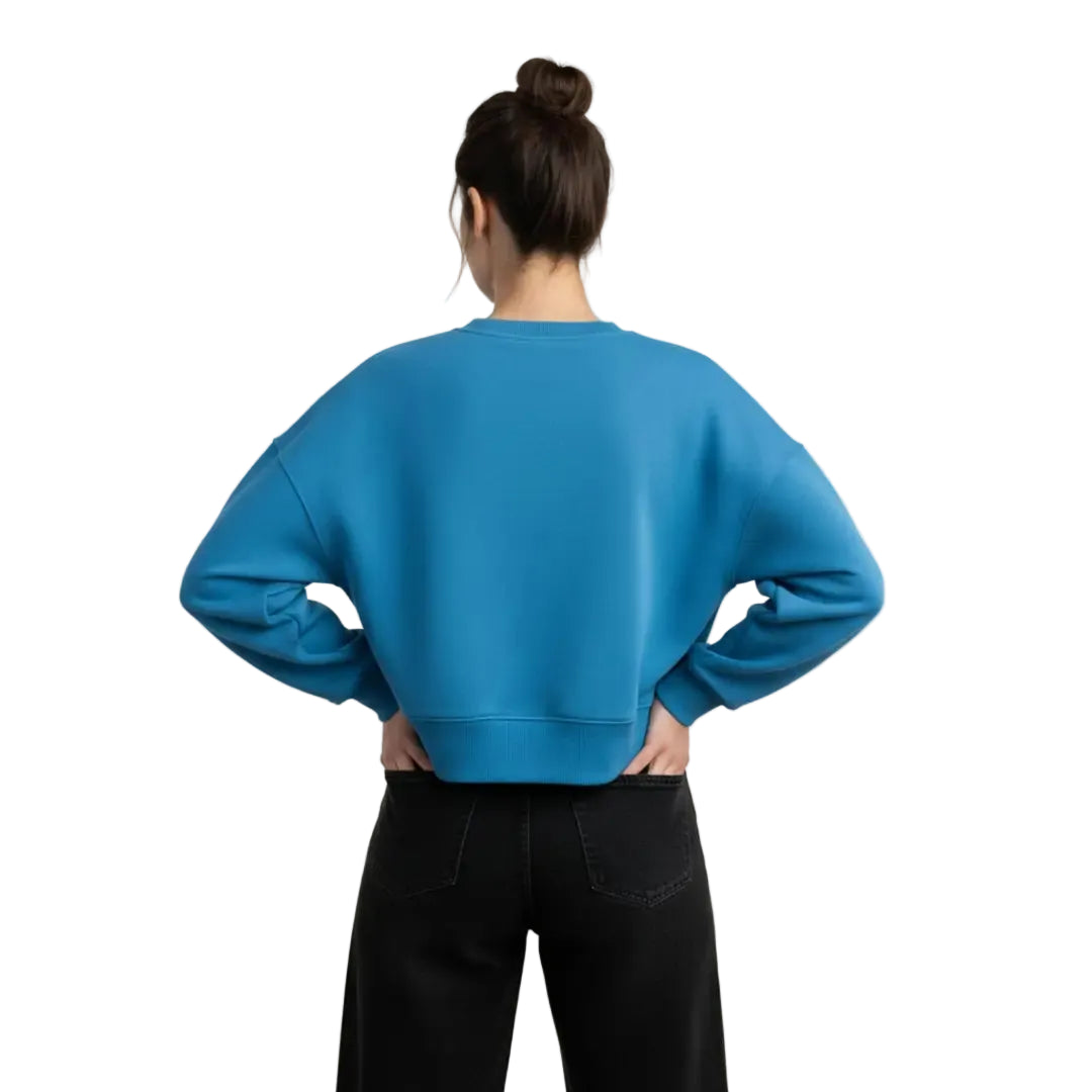 Darling Crop Oversize Nakış Detaylı Sweatshirt