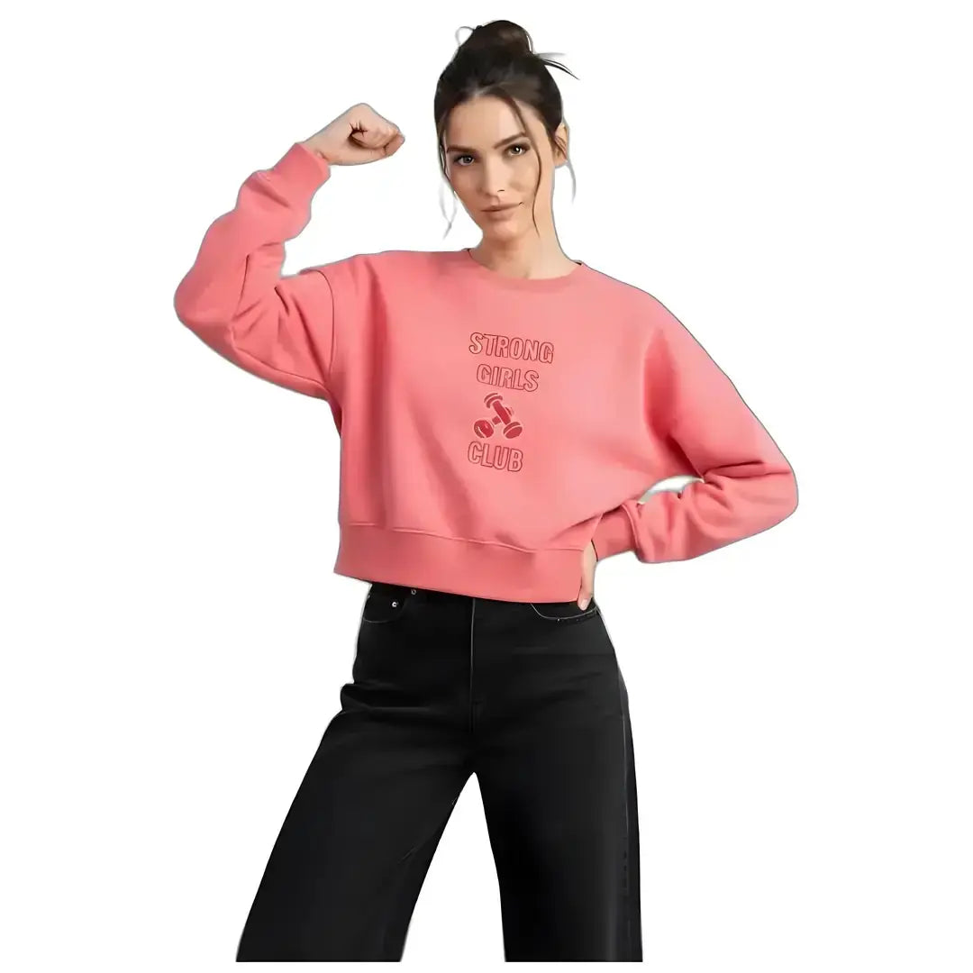 Strong Crop Oversize Nakış Detaylı Sweatshirt