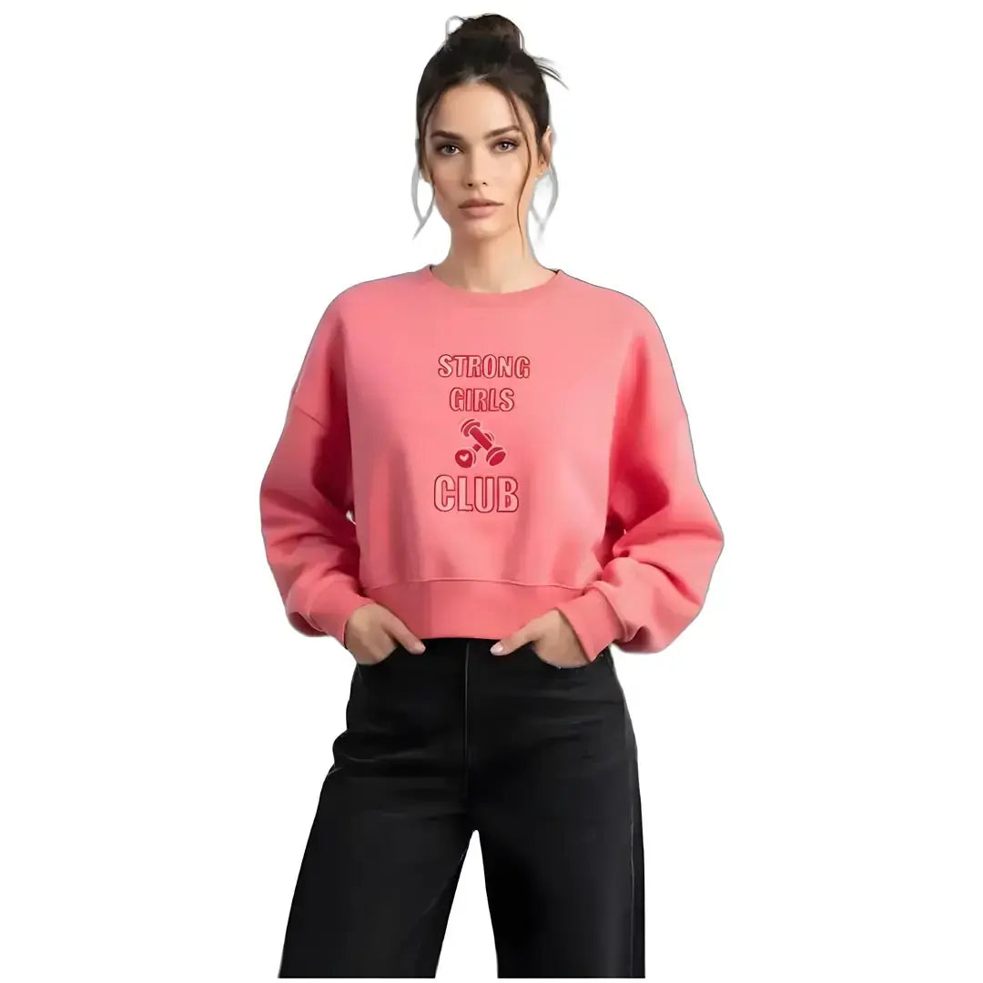 Strong Crop Oversize Nakış Detaylı Sweatshirt