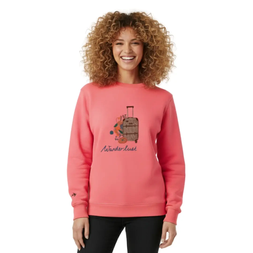 Travel Nakış Detaylı Oversize Pembe Sweatshirt