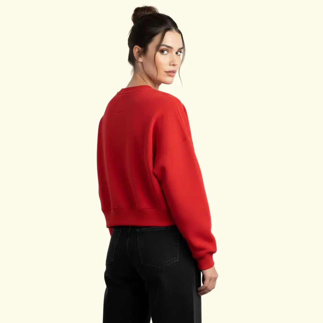 Love Club Crop Oversize Nakış Detaylı Sweatshirt