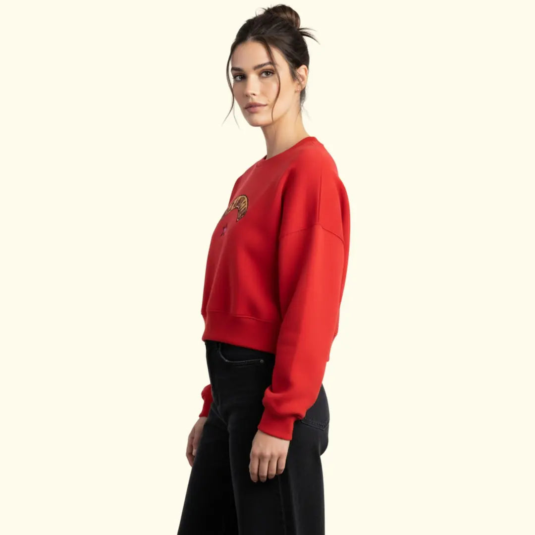 Love Club Crop Oversize Nakış Detaylı Sweatshirt