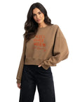 Power Crop Oversize Nakış Detaylı Sweatshirt