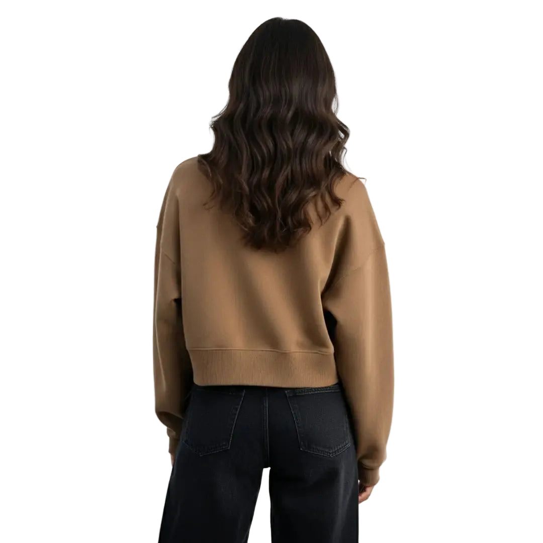 Power Crop Oversize Nakış Detaylı Sweatshirt