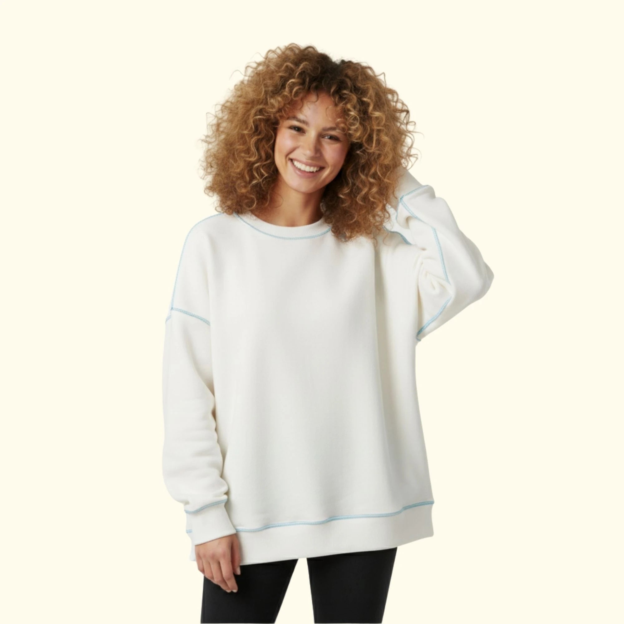 Basic Dikişli Oversize Sweatshirt