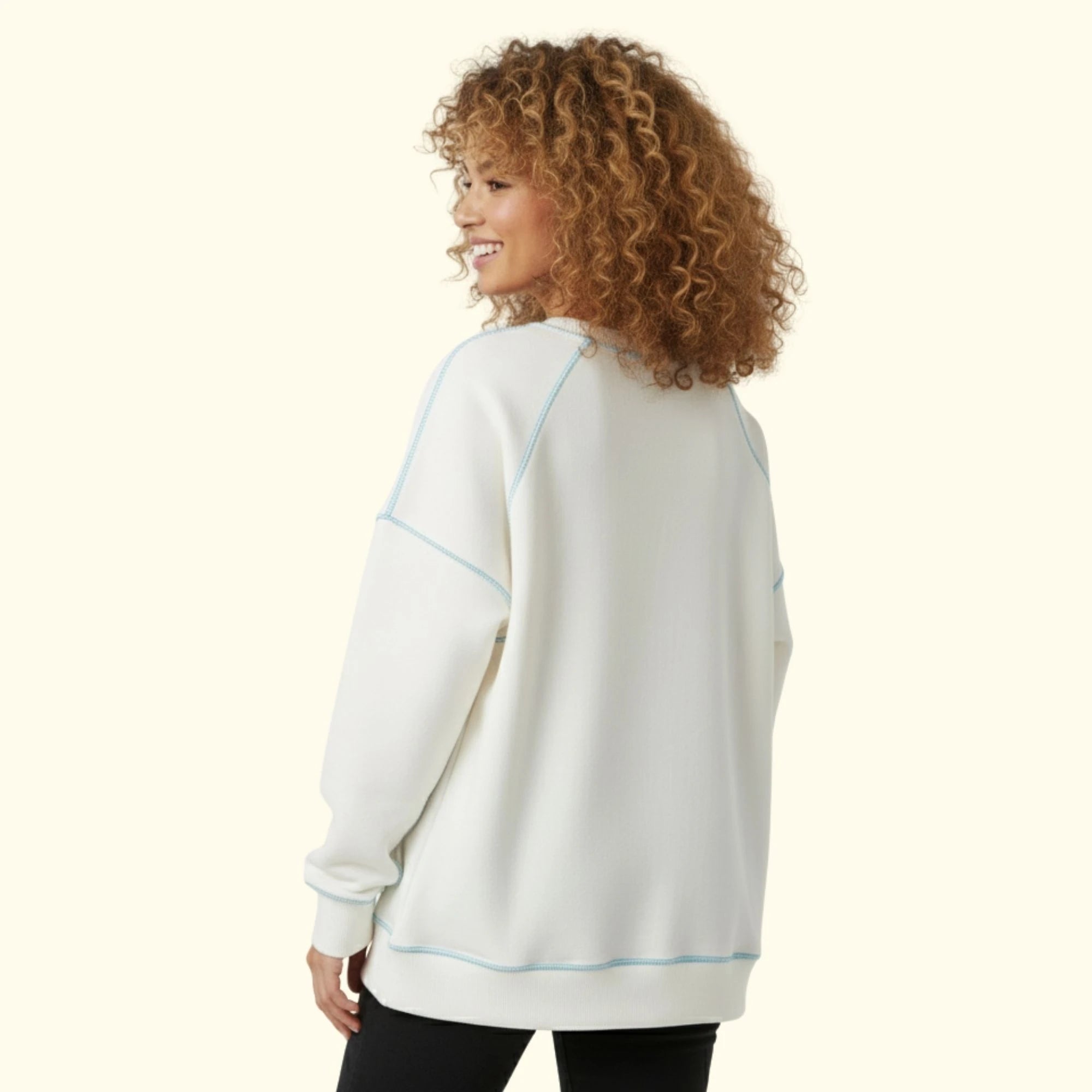 Basic Dikişli Oversize Sweatshirt