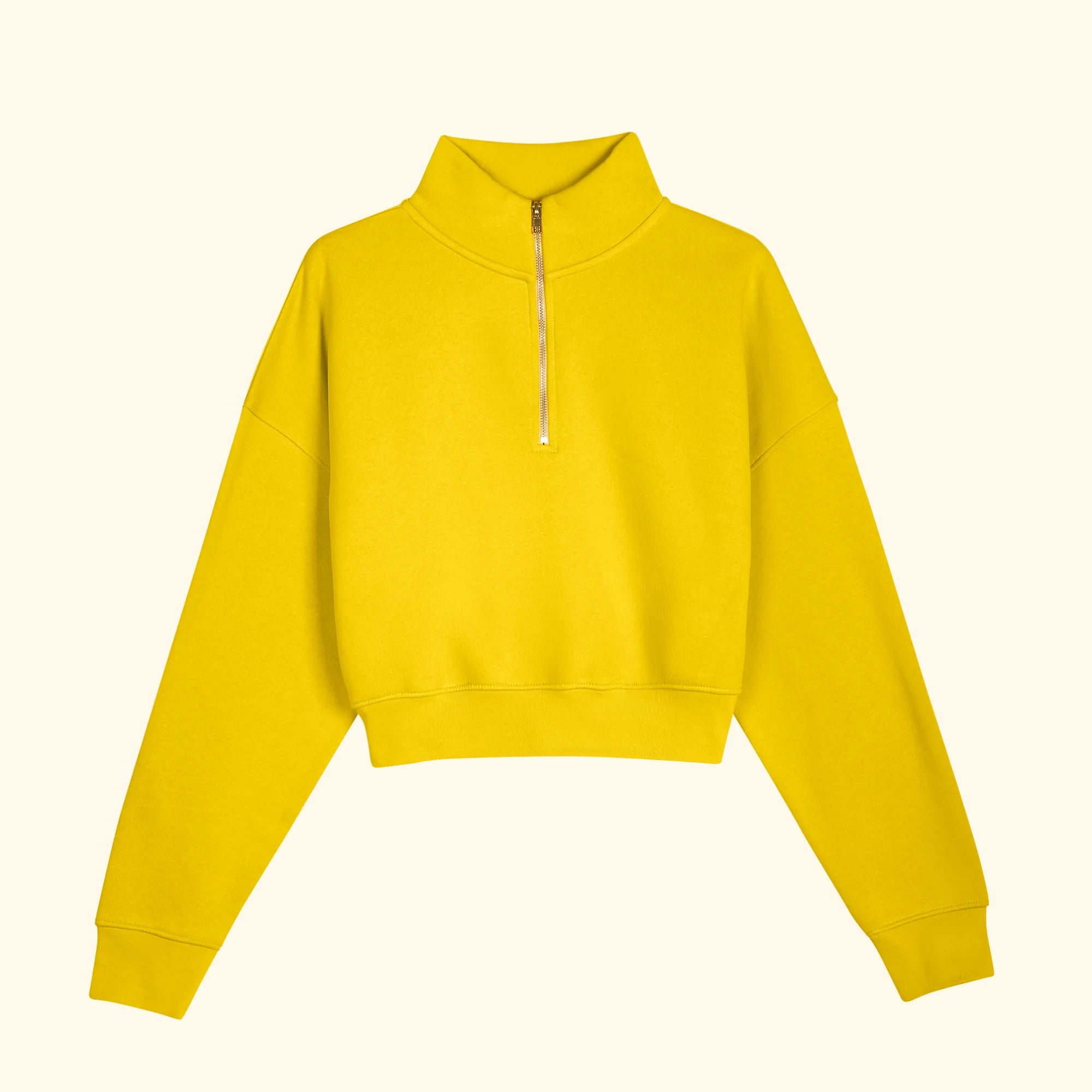 Basic Fermuarlı Crop Sweatshirt