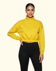 Basic Fermuarlı Crop Sweatshirt