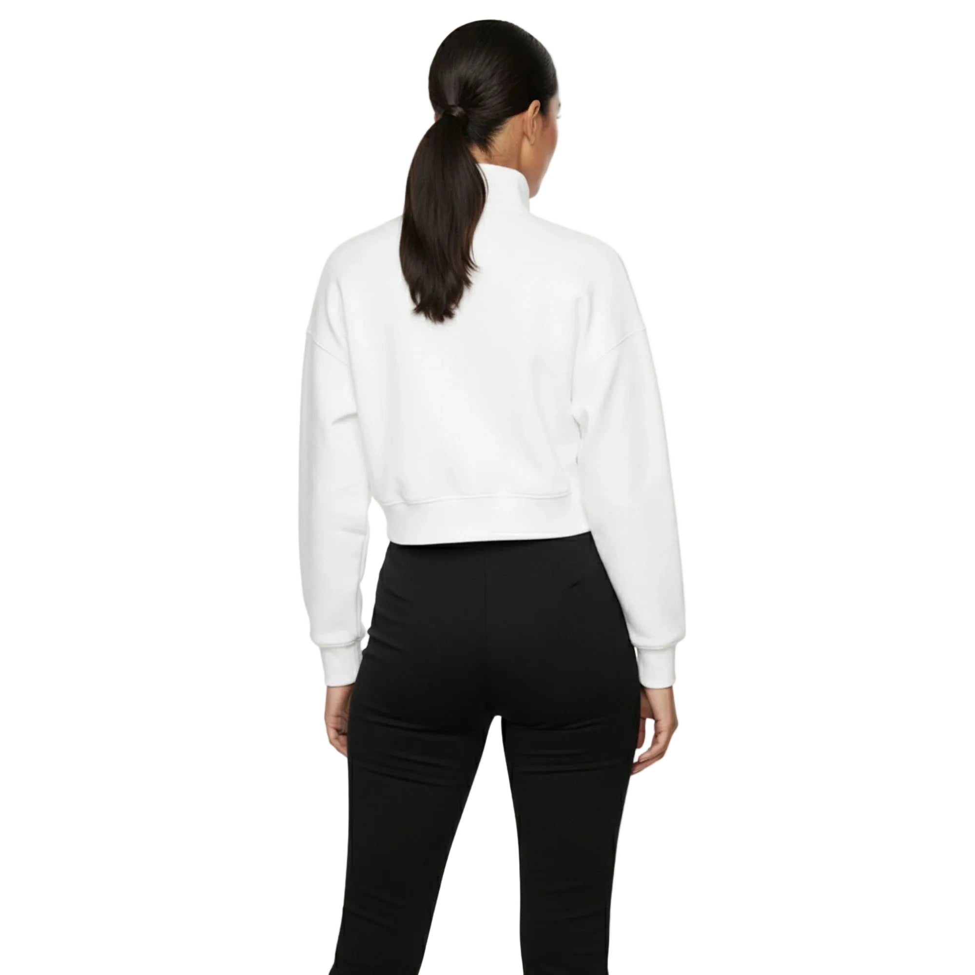 Basic Fermuarlı Crop Sweatshirt