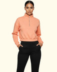 Basic Fermuarlı Crop Sweatshirt