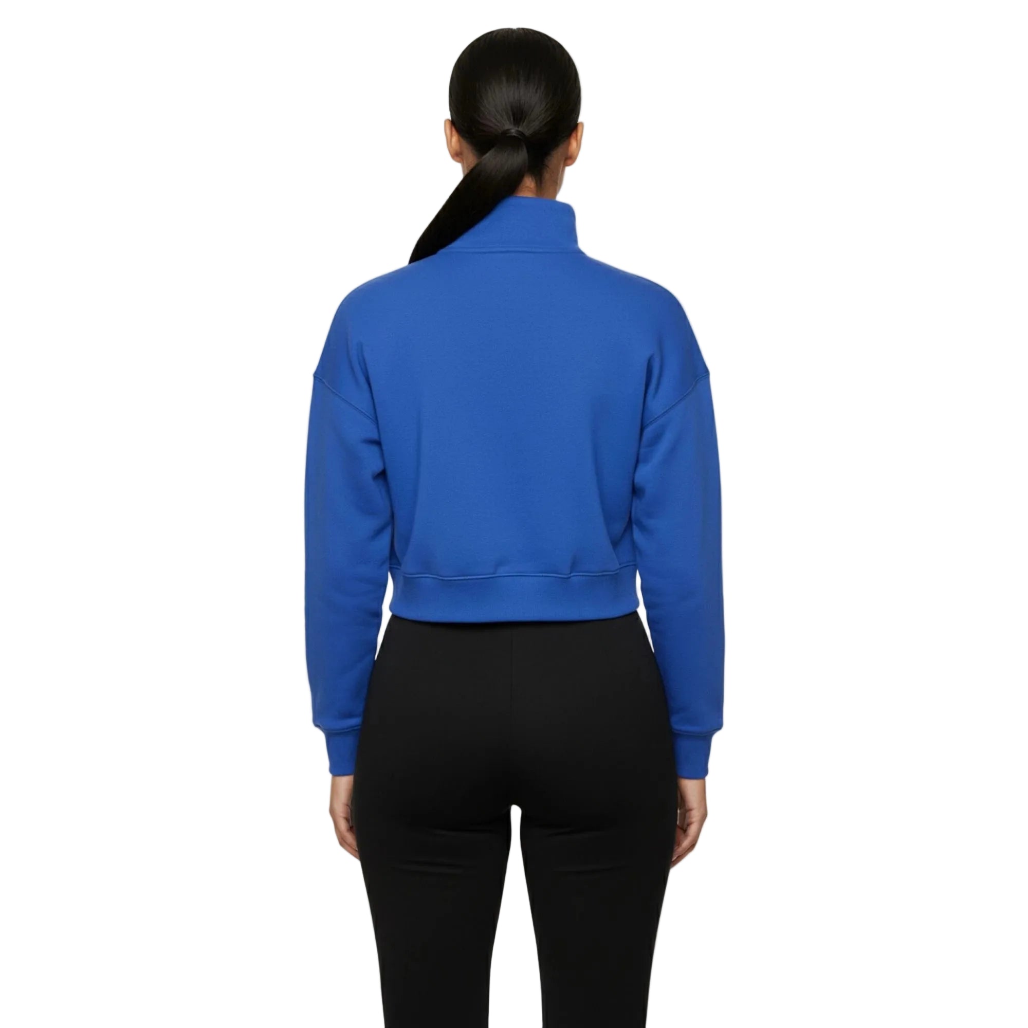 Basic Fermuarlı Crop Sweatshirt