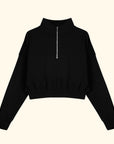 Basic Fermuarlı Crop Sweatshirt