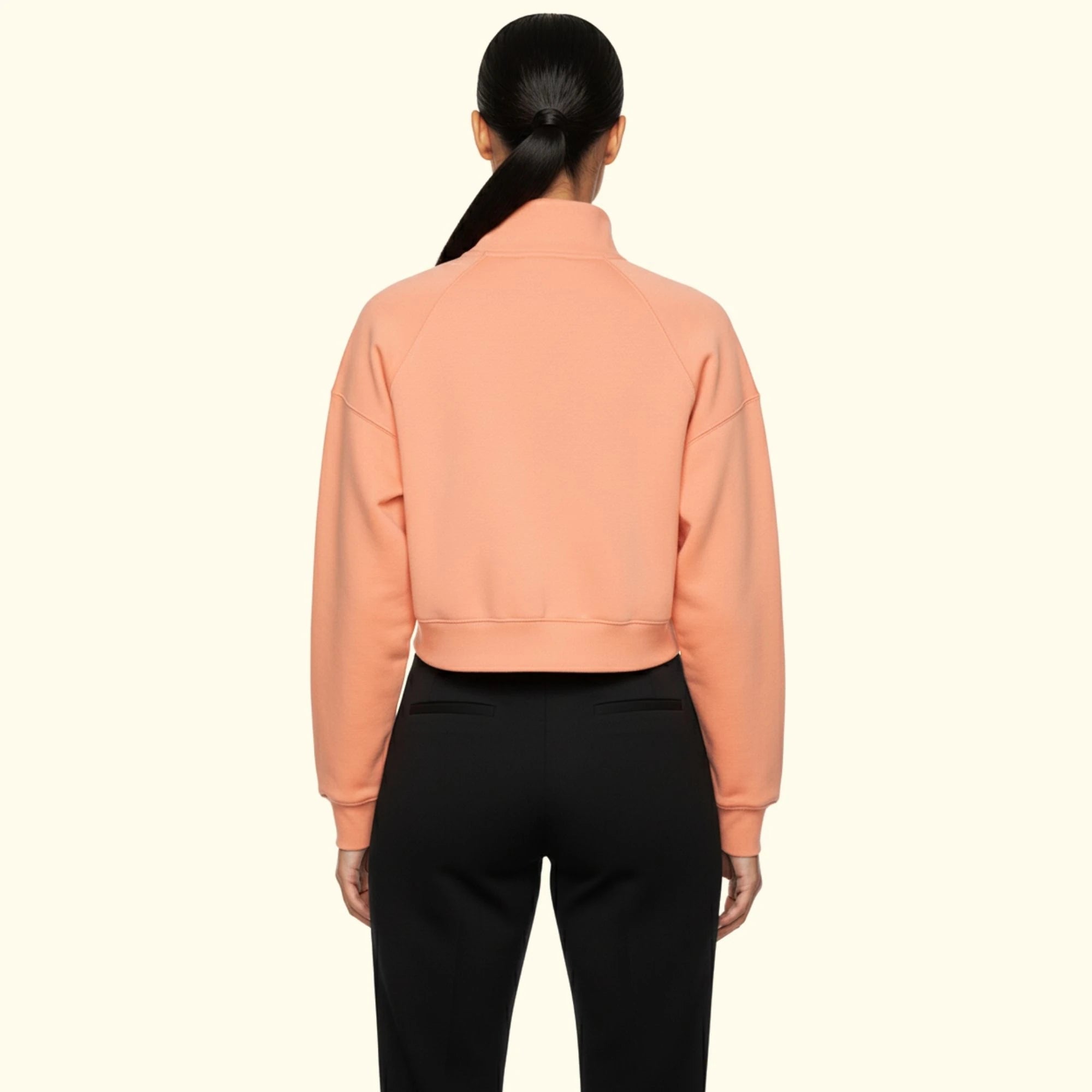 Basic Fermuarlı Crop Sweatshirt